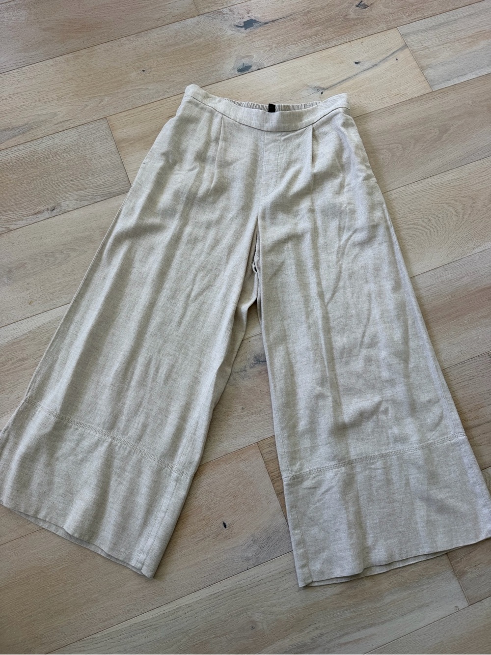 Banana Republic Cropped Wide Leg Beige Linen Pants